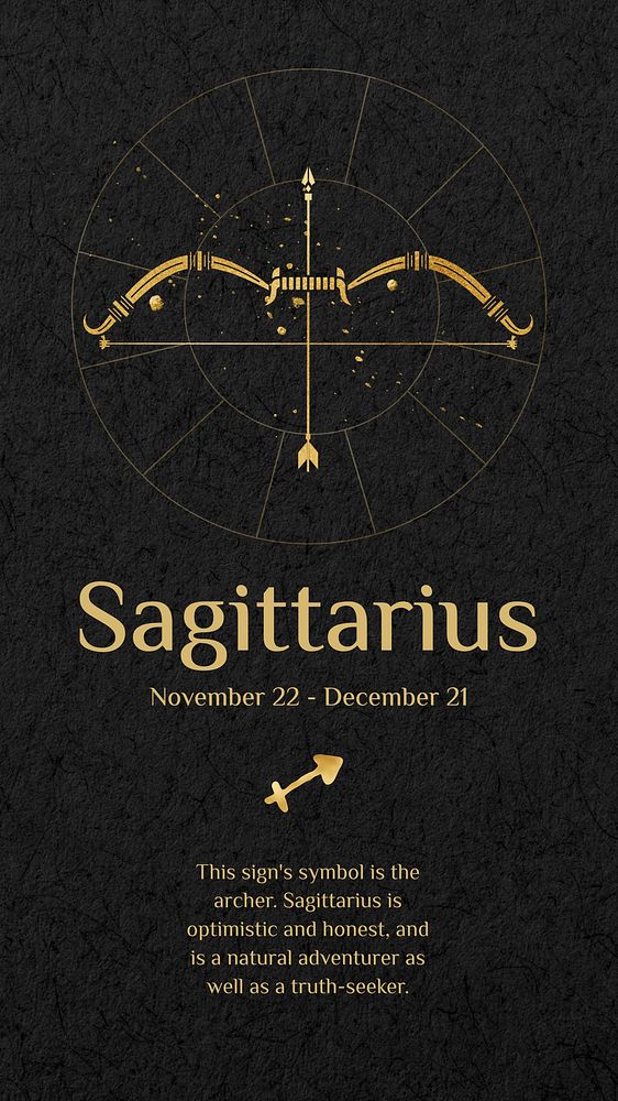 Sagittarius   gold Art Nouveau horoscope sign remixed by rawpixel