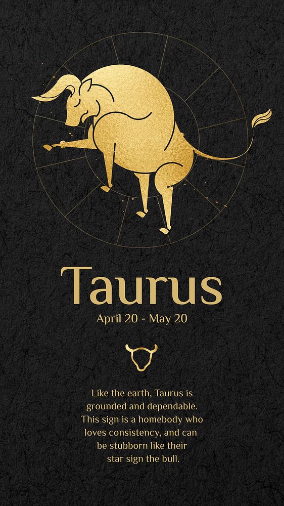 Taurus   gold Art Nouveau horoscope sign remixed by rawpixel