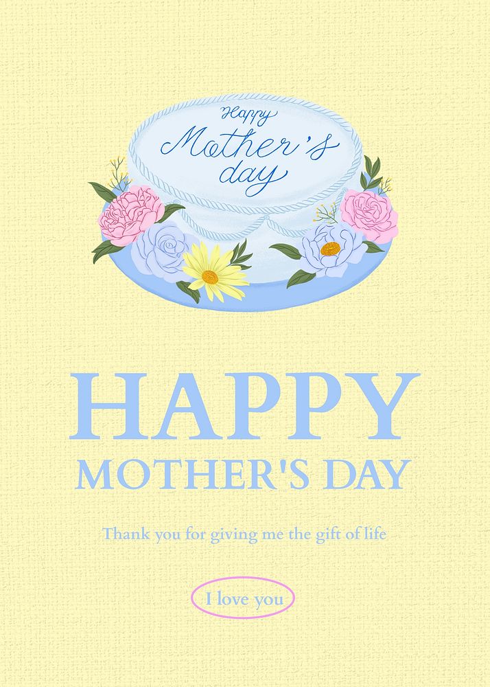 Mother's day card template, editable digital painting remix