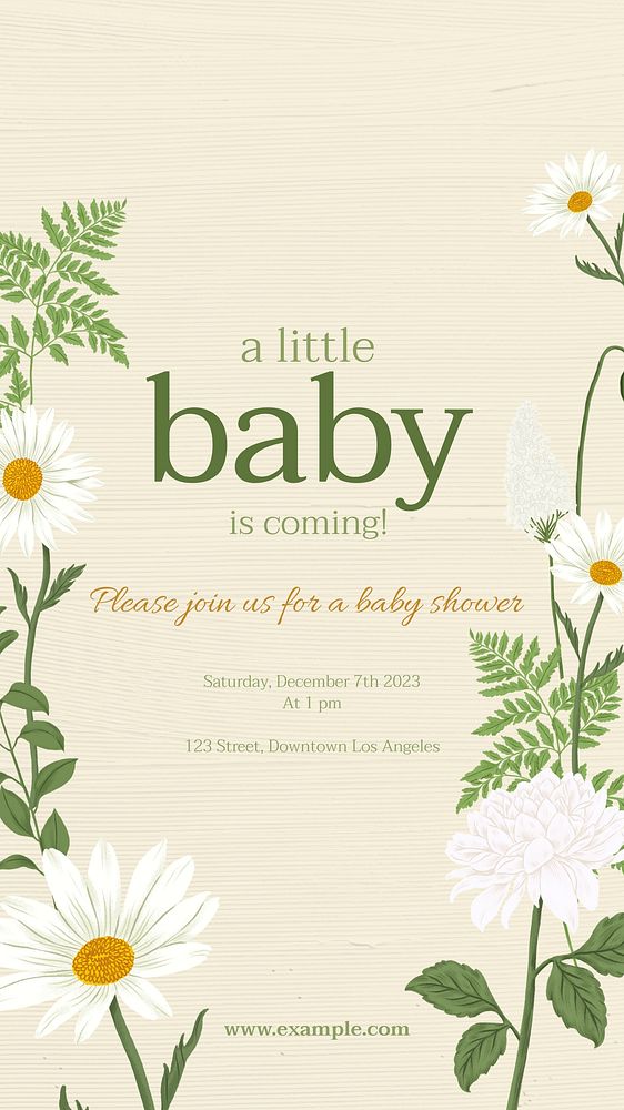 Baby shower Instagram story template digital painting remix