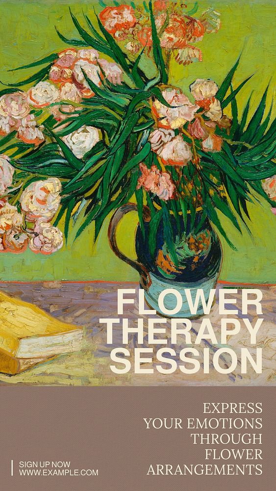Flower therapy Instagram story template,   design. Famous art.