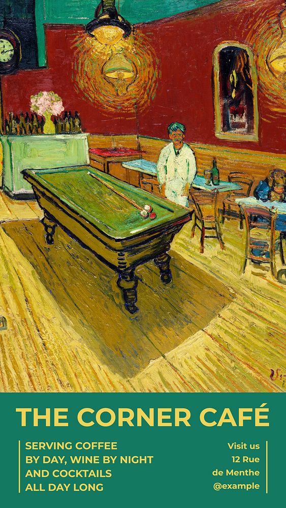 Van Gogh's Facebook story template,  cafe design