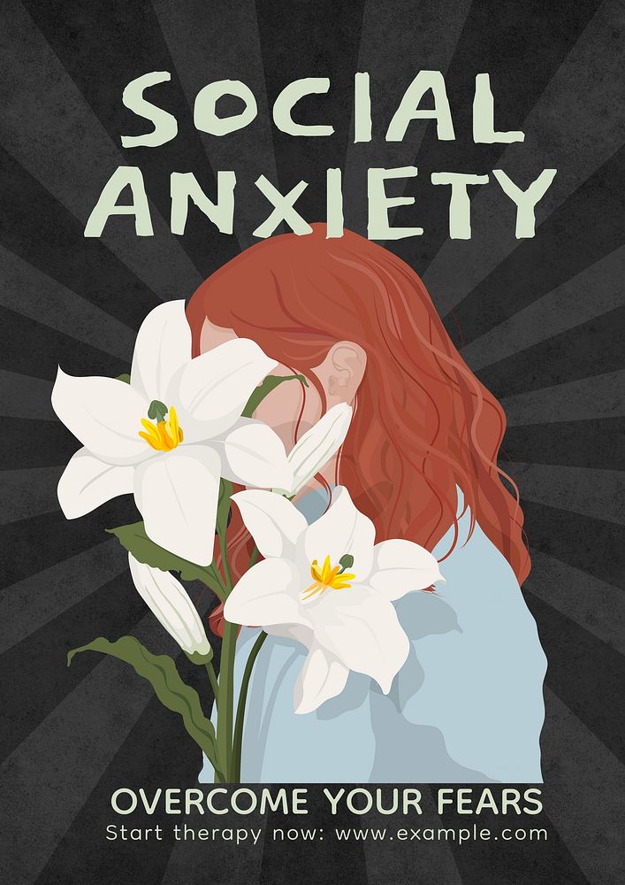 Social anxiety  poster template, editable text & design