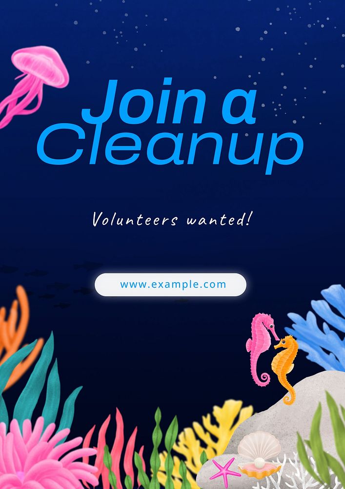 Beach cleanup poster template,  aesthetic paint remix 
