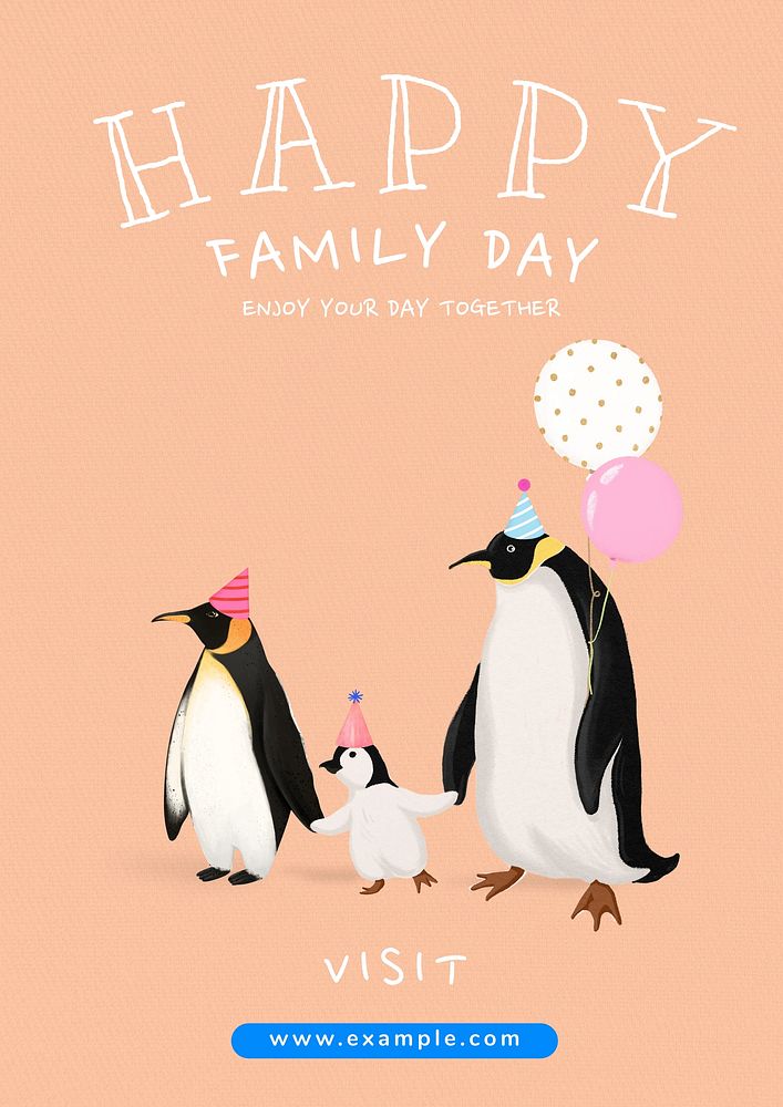 Family day poster template, customizable aesthetic paint remix 