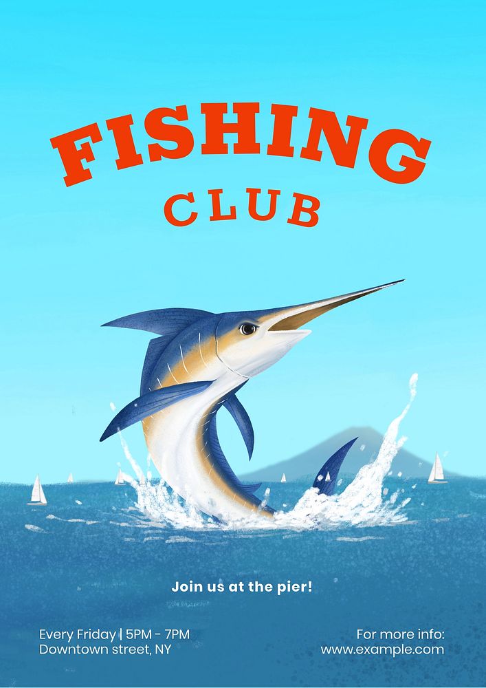 Fishing club poster template