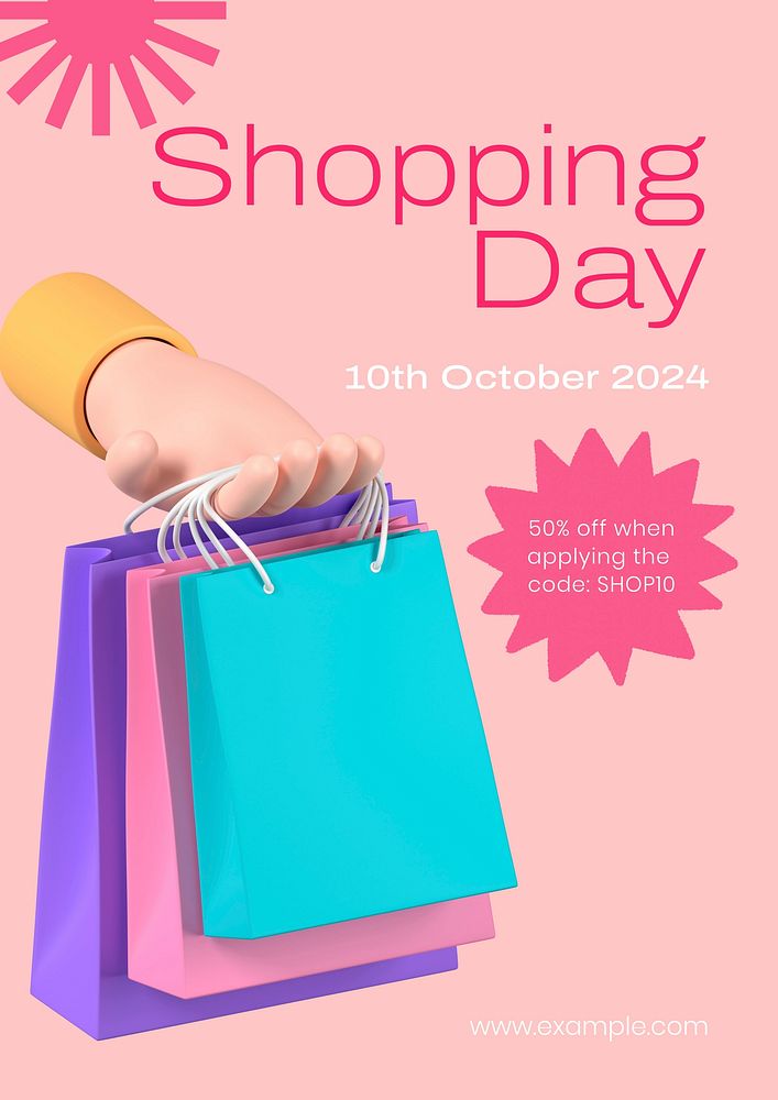 Shopping day sale poster template, editable text & design