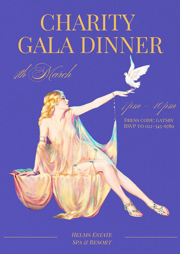 Charity gala dinner poster template and design