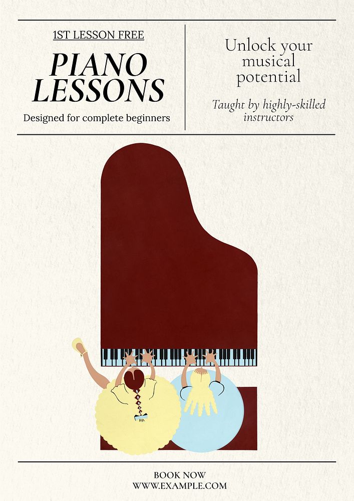 Piano lessons poster template   & design