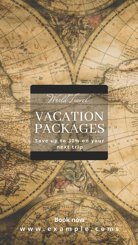 Vacation packages  Instagram story template, editable text