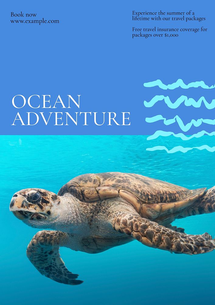 Ocean adventure  poster template, editable text & design