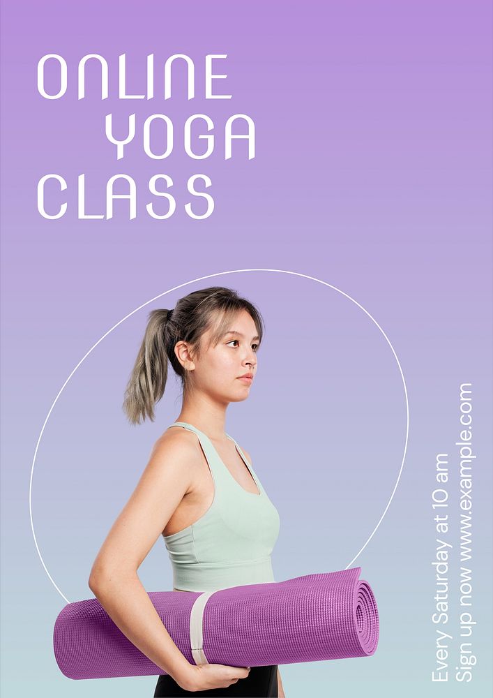 Online yoga class poster template, editable text & design