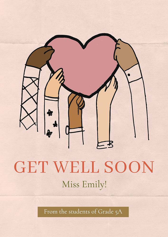 Get well soon teacher poster template