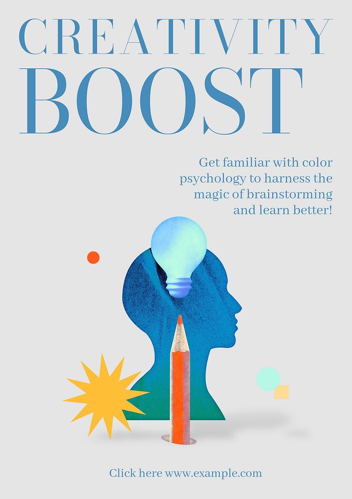 Creativity boost  poster template, editable text & design