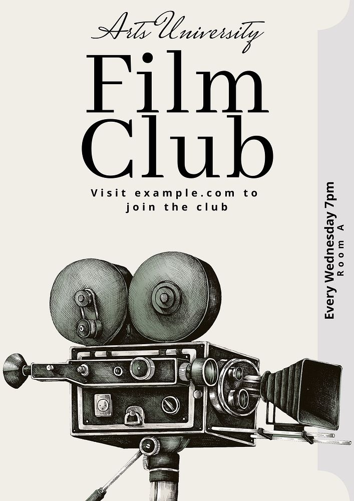 Film club  poster template, editable text and design