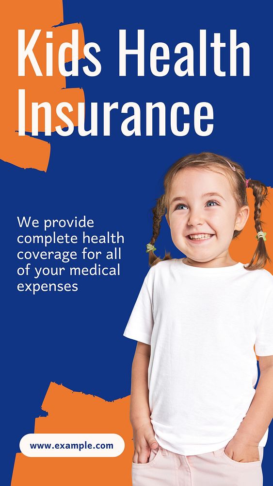 kids health insurance  Instagram story template, editable text