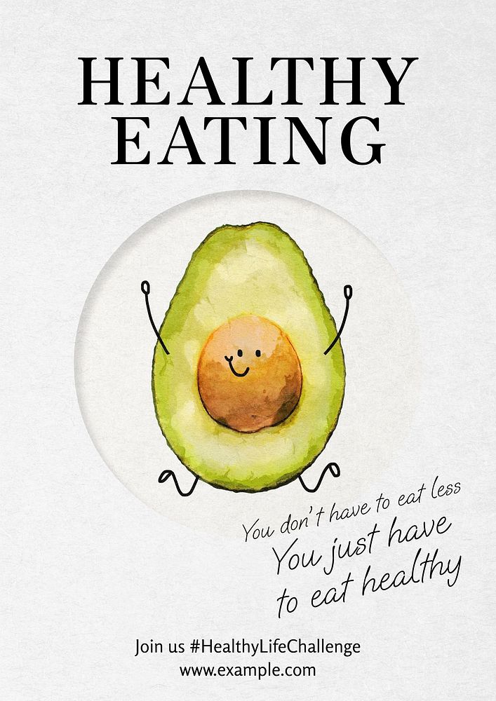 Healthy eating poster template, editable text & design