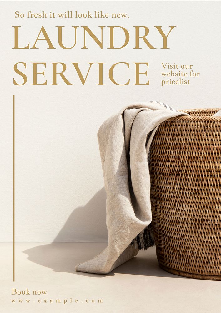 Laundry service poster template, editable text and design