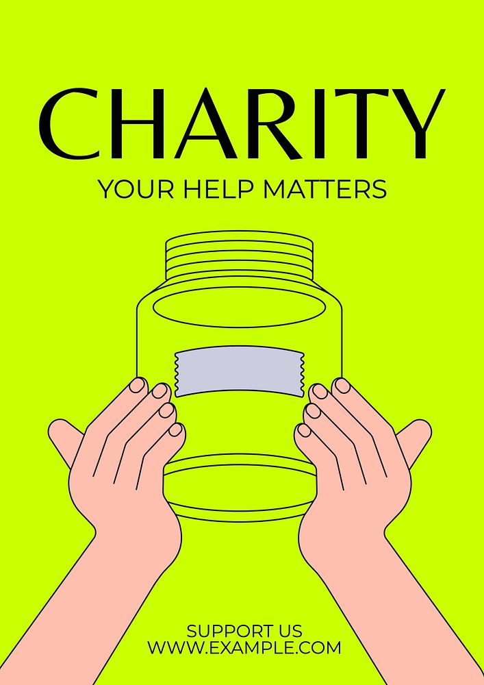 Charity poster template, editable text and design