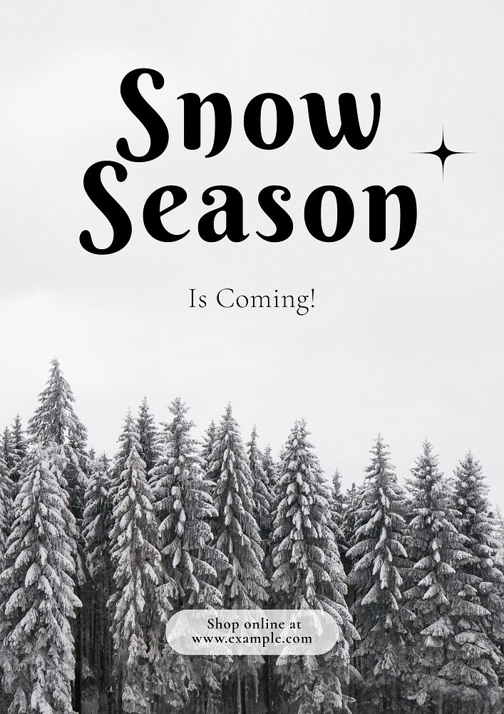 Snow & winter sale poster template, editable text and design