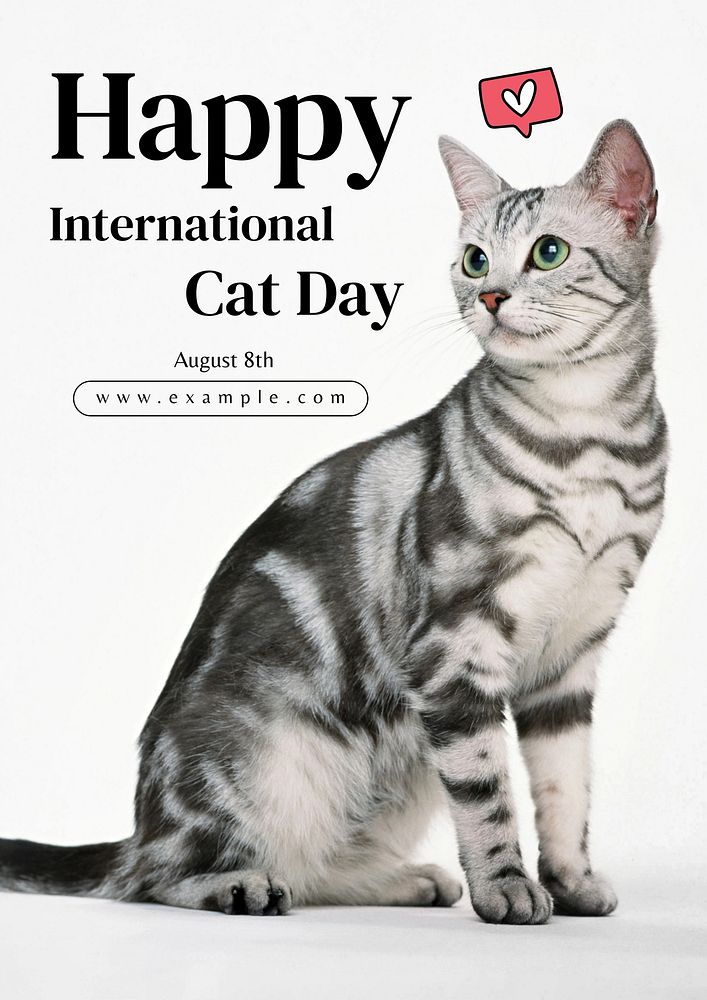 Cat day poster template, editable text and design
