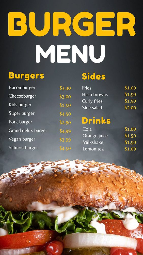 Burger menu Instagram story template