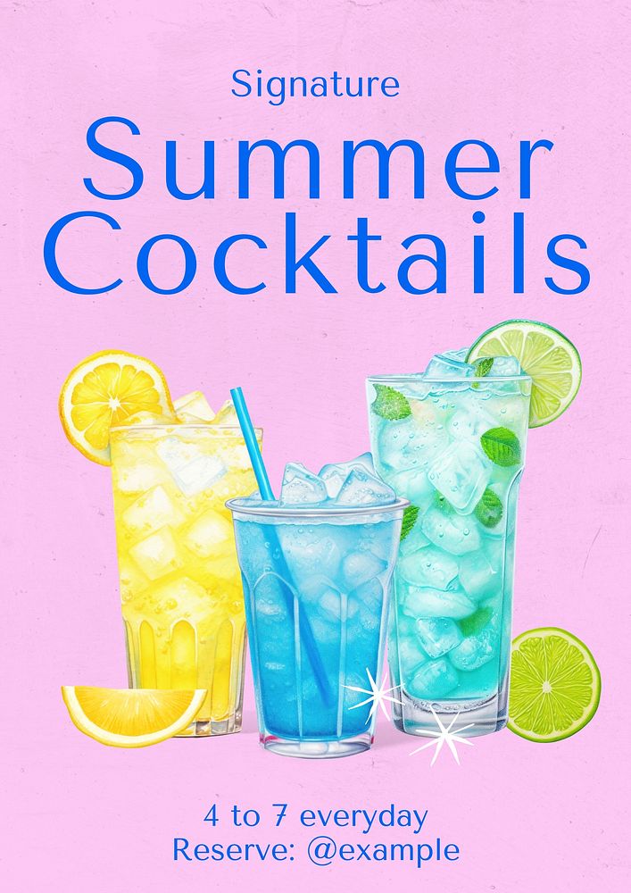 Summer cocktails poster template