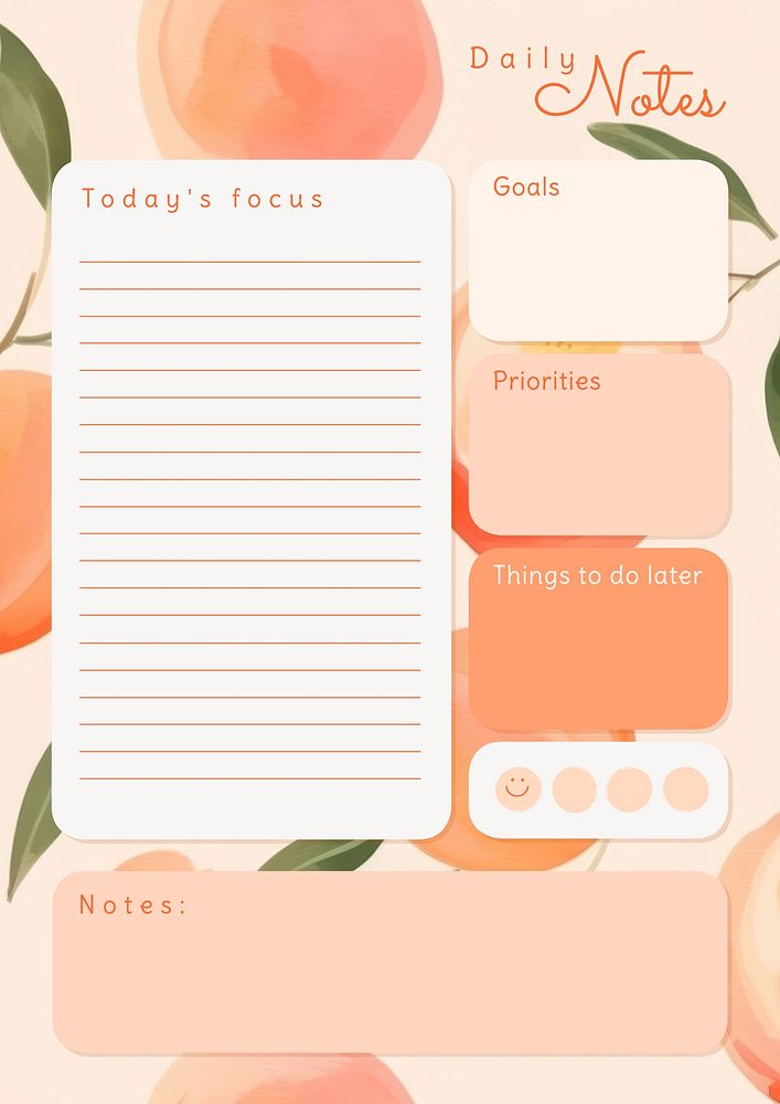 Daily notes planner template