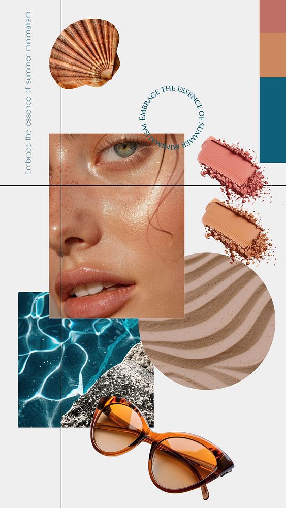 Aesthetic Summer beauty mood board  collage