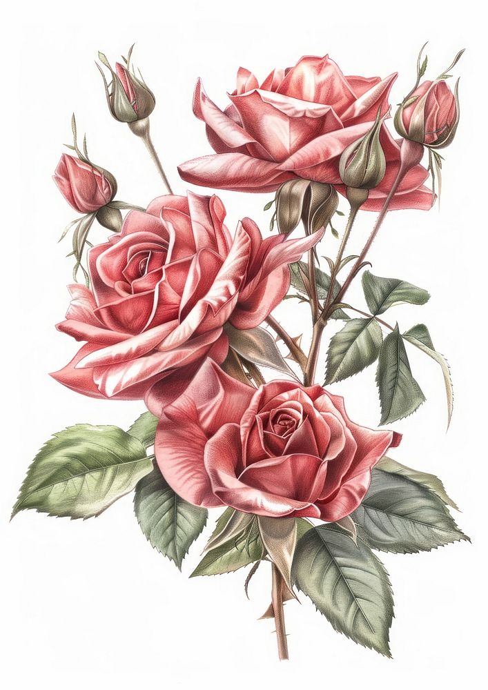 Rose flowers drawing illustrated graphics.