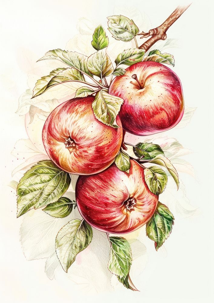 Apples in orchard drawing illustrated produce.