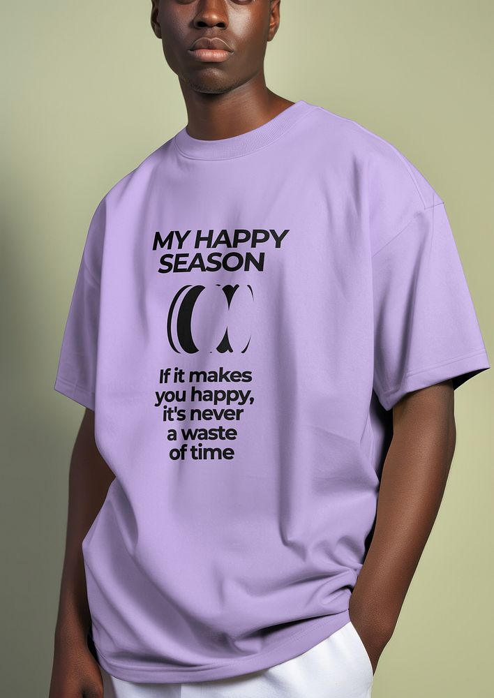 Man in purple t-shirt
