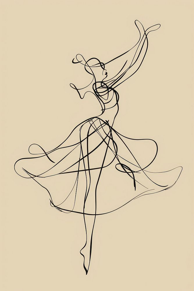 Hand drawn of dance drawing illustrated recreation.