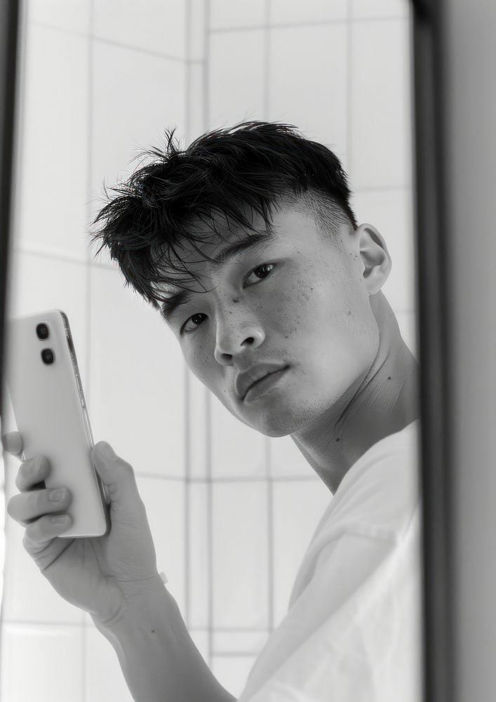 Man East Asian photography selfie phone.
