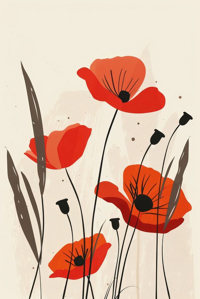 Red poppies on cream background dynamite weaponry blossom.