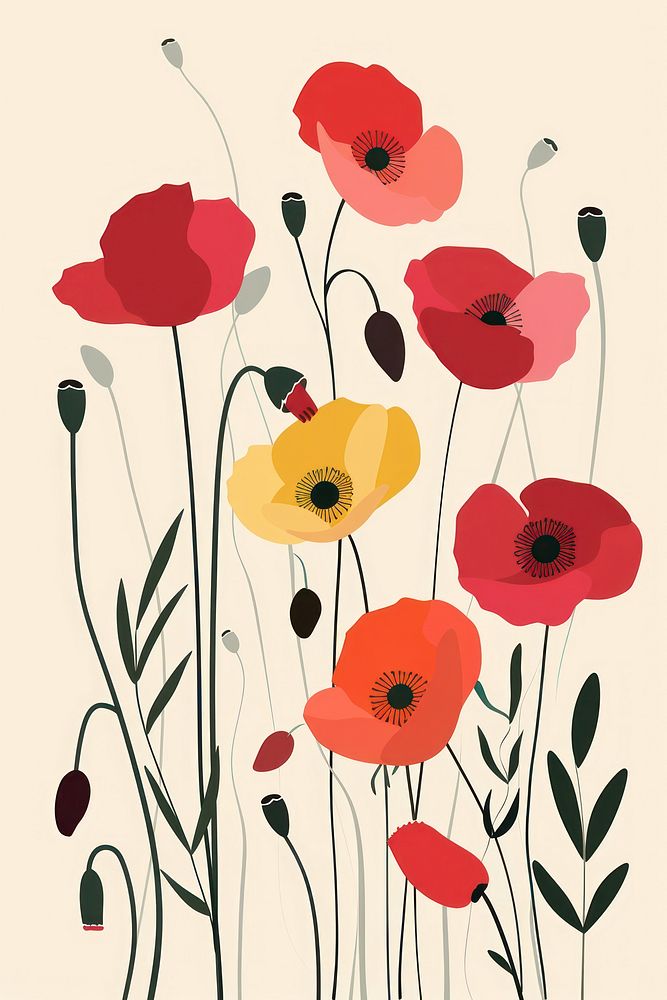 Red poppies on cream background dynamite weaponry blossom.