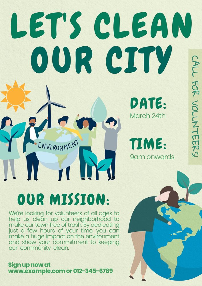 City cleanup poster template