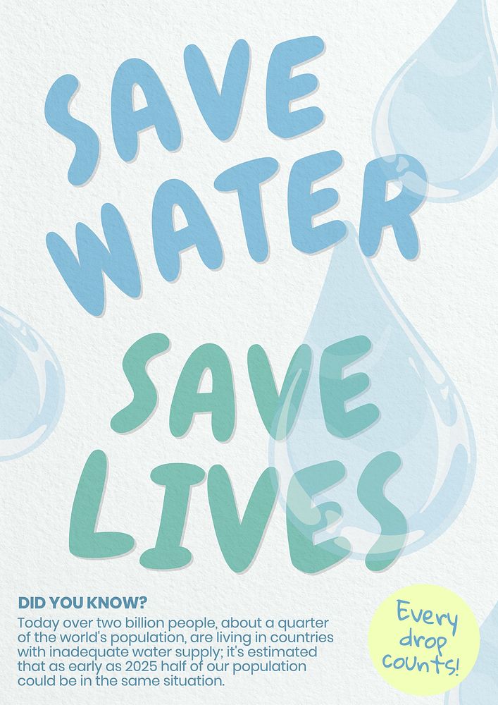 Save water poster template