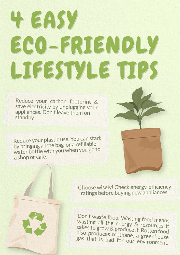 Eco-friendly lifestyle tips poster template