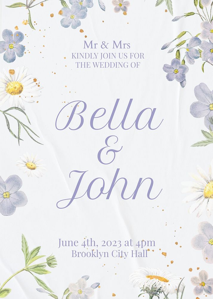 Wedding invitation flyer template