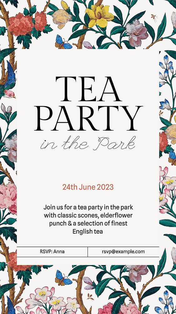 Tea party Instagram story template