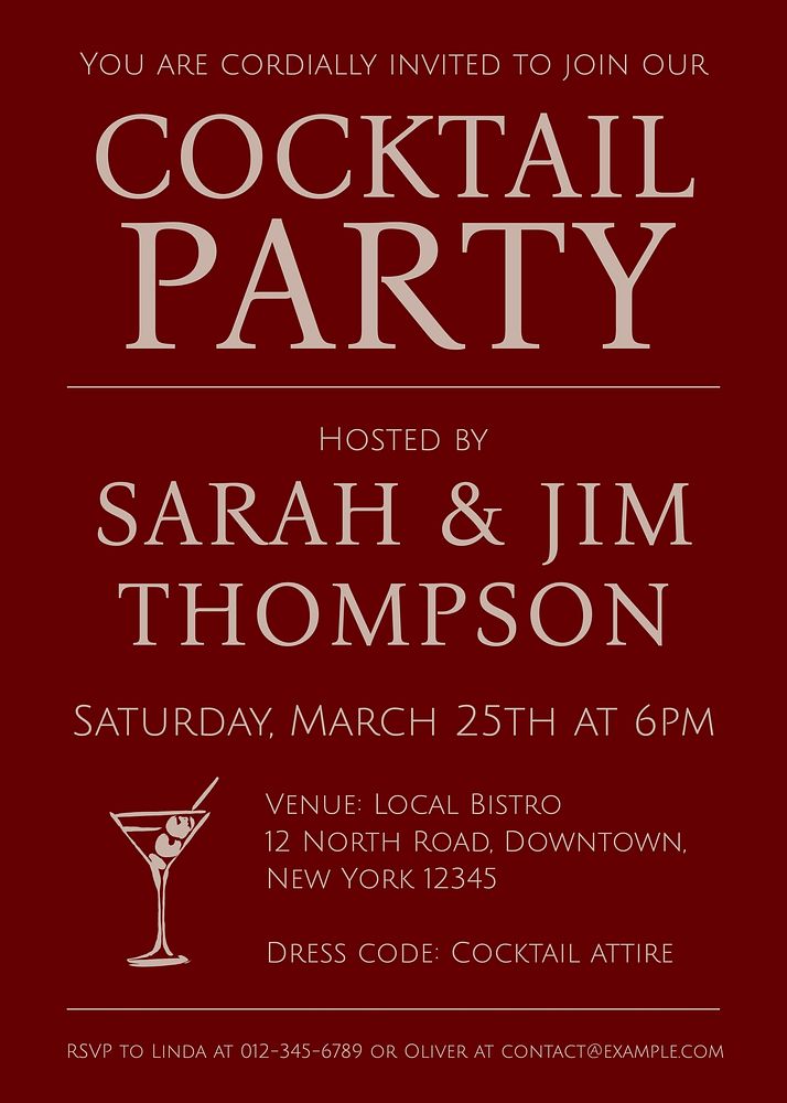 Cocktail party invitation template 