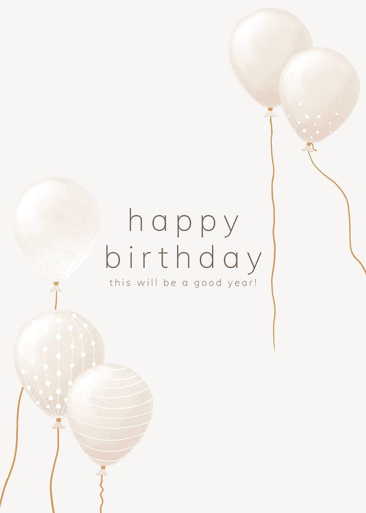 Minimal birthday invitation card template, beige design