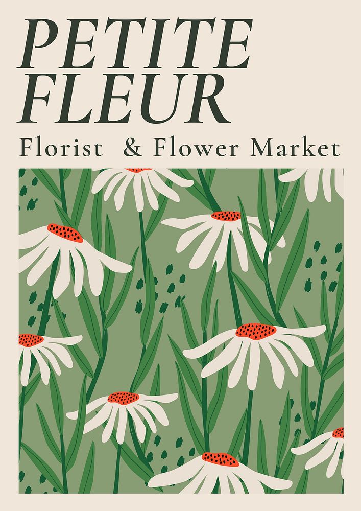 Flower market poster template, editable text