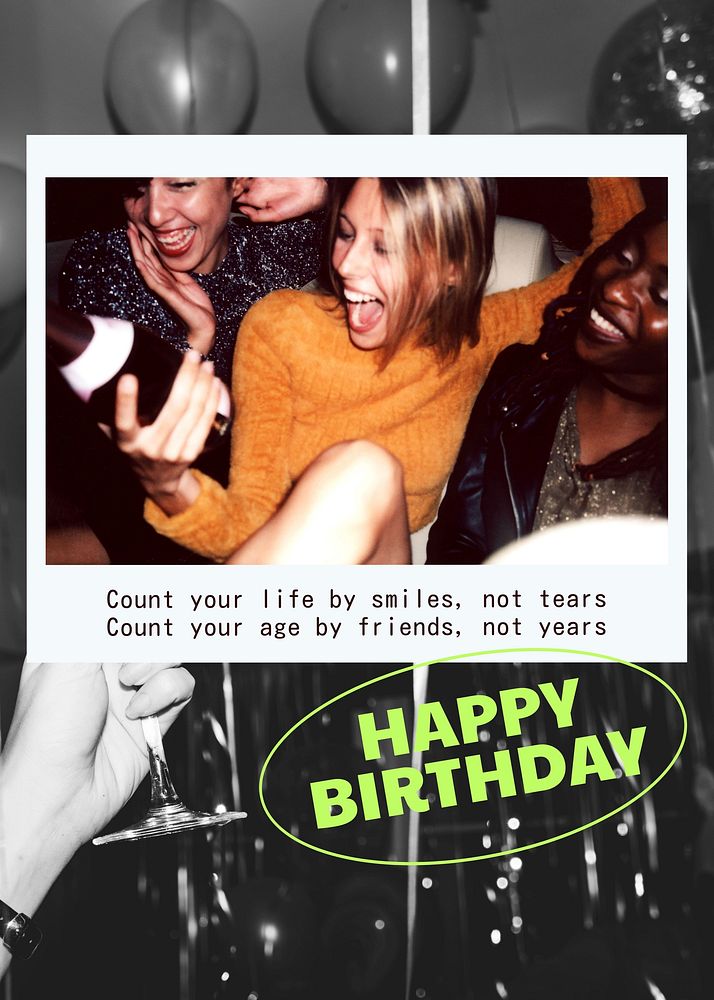 Birthday party poster template, celebration photo