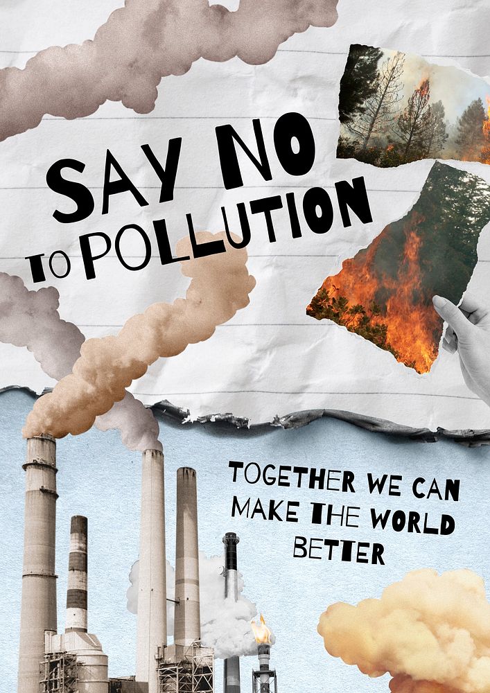 Stop pollution poster template, editable design