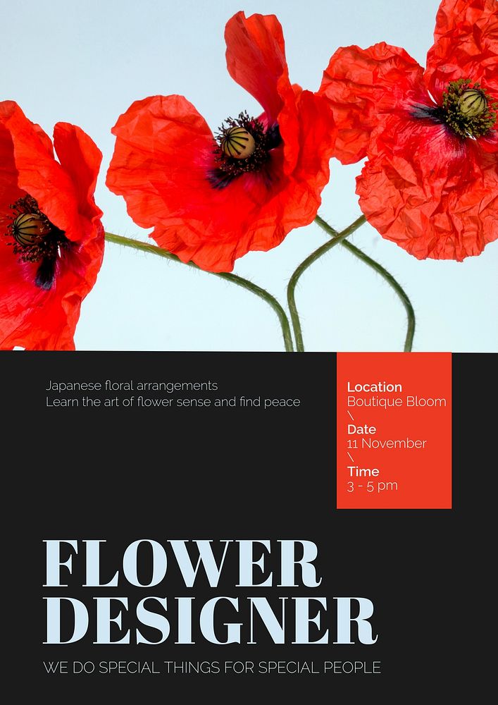 Aesthetic flower poster editable template, event advertisement