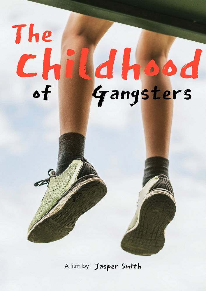 Childhood aesthetic poster editable template, dangling feet with sneakers