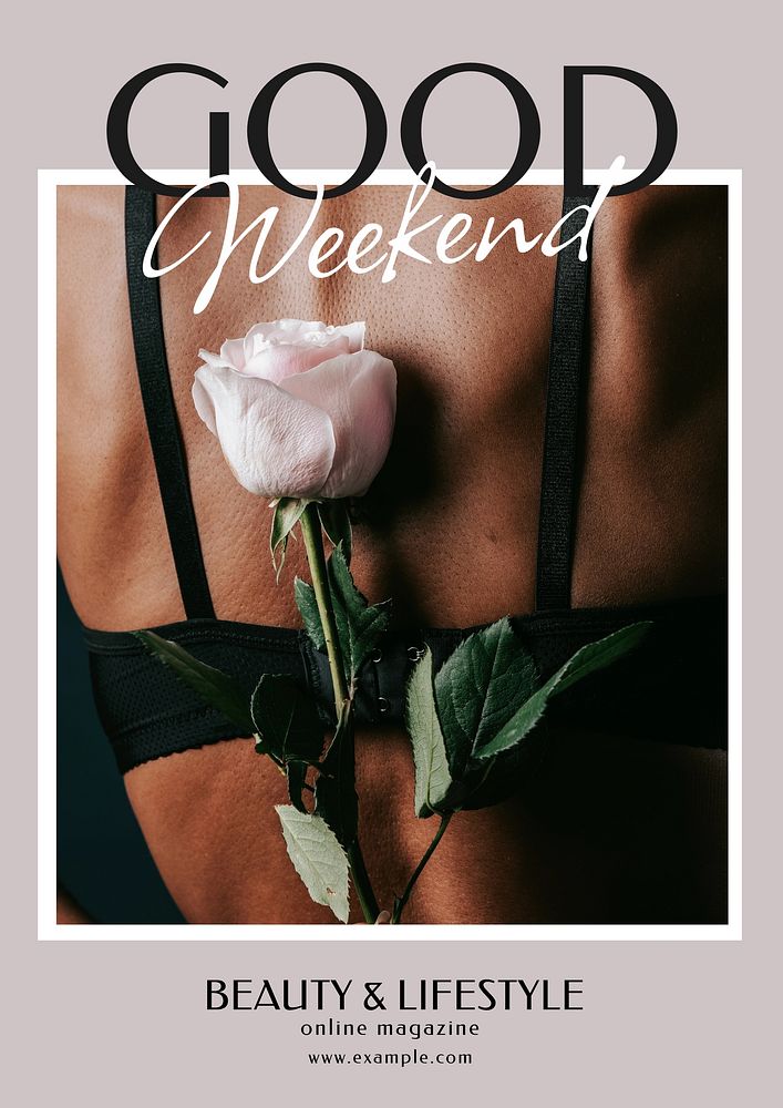 Rose aesthetic poster editable template, feminine, beauty design