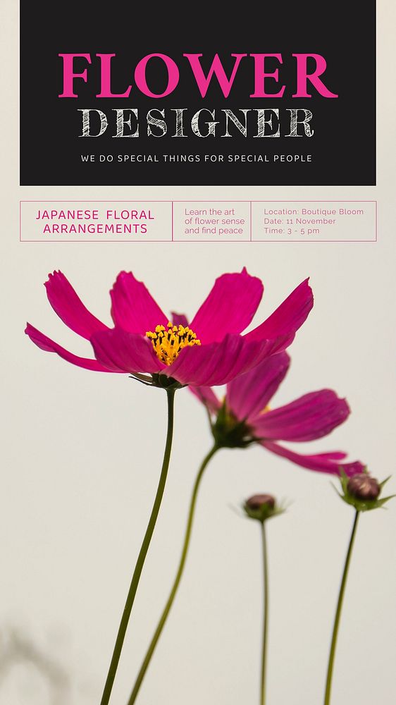 Aesthetic flower Instagram story template, event advertisement
